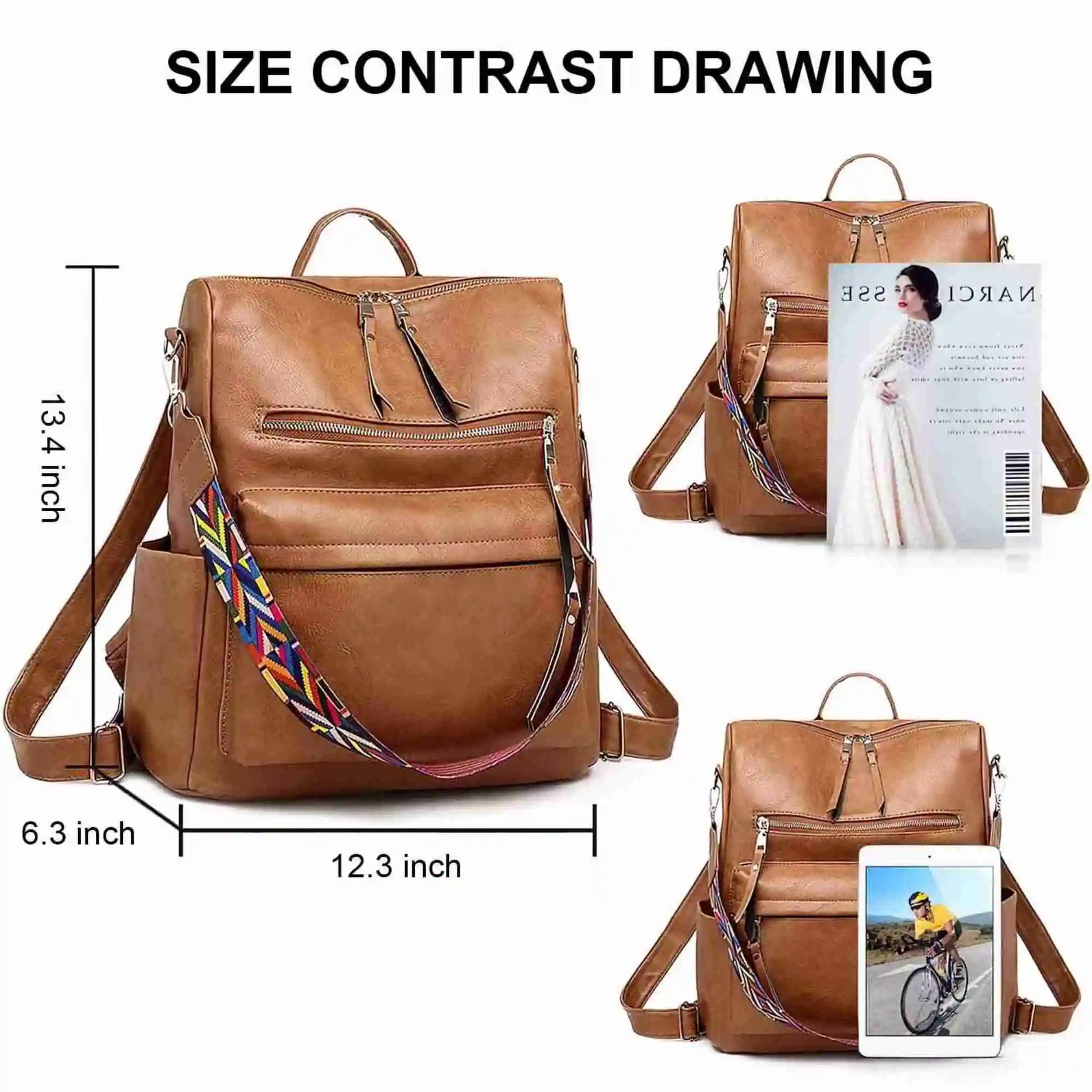 Leather Designer School Backpack