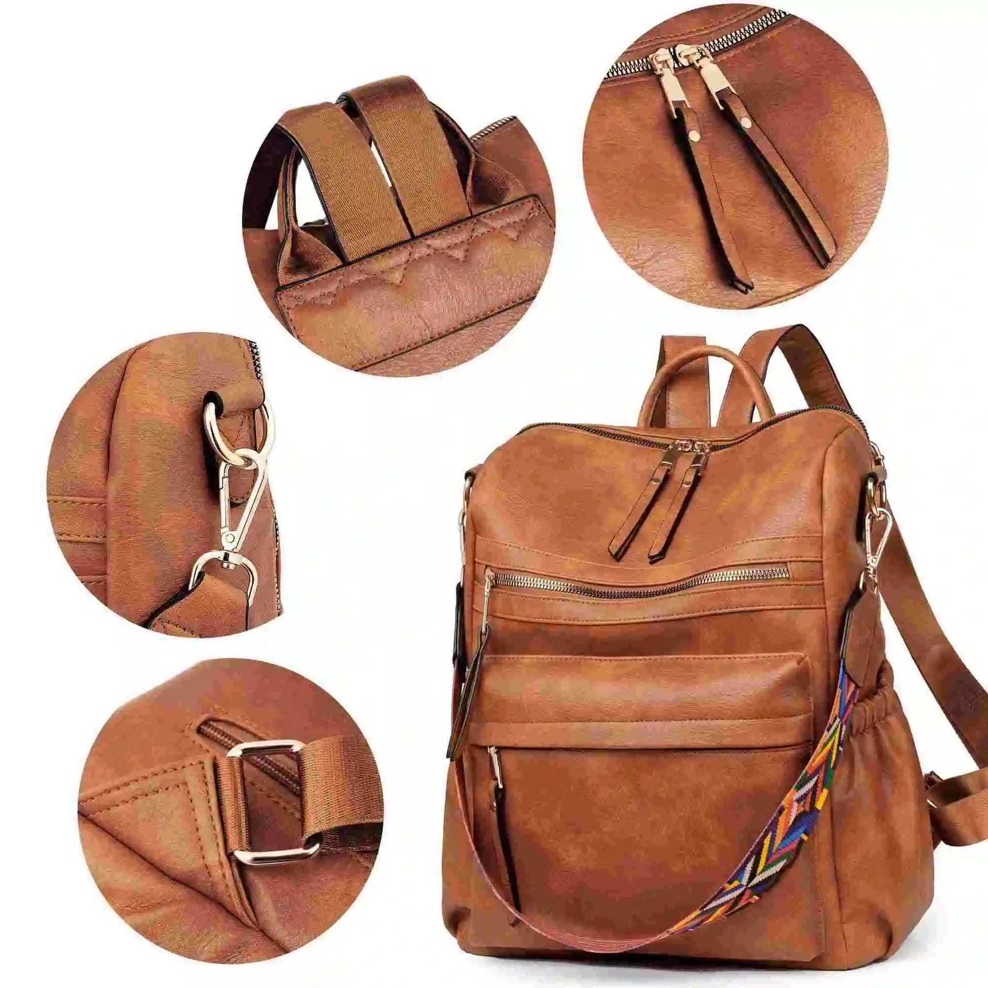 Leather Designer School Backpack