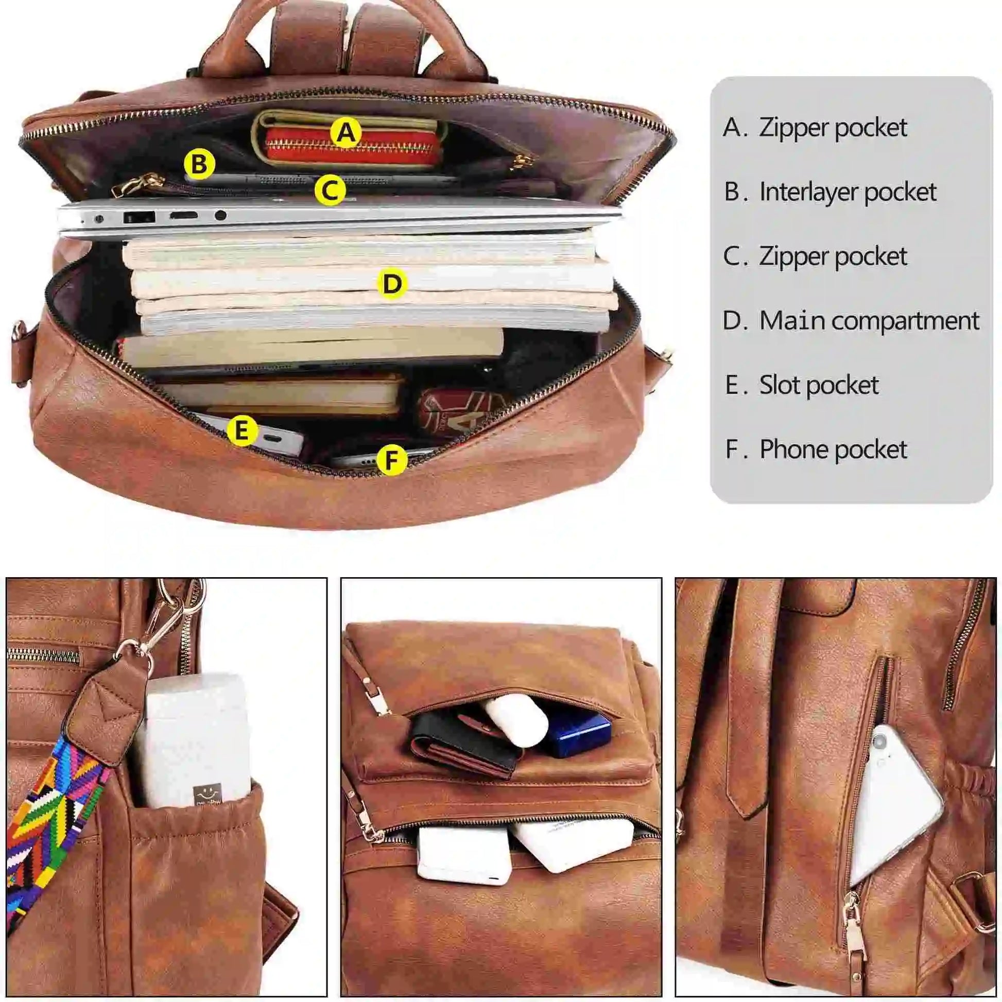 Leather Designer School Backpack