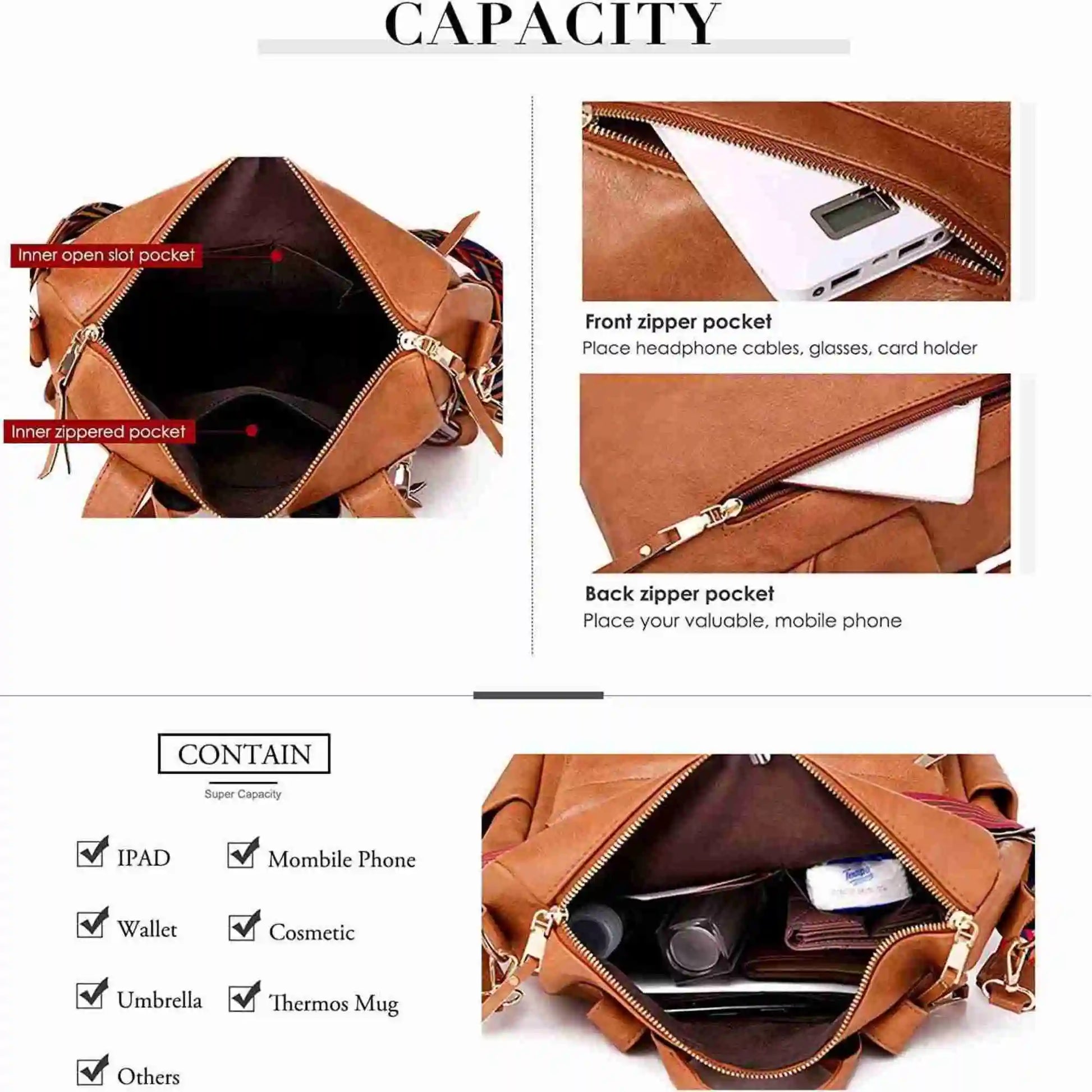 Leather Designer School Backpack